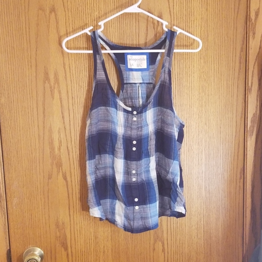 Blue plaid tank top